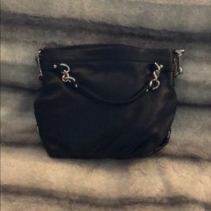 Black Leather Coach Purse. Shoulder and arm straps